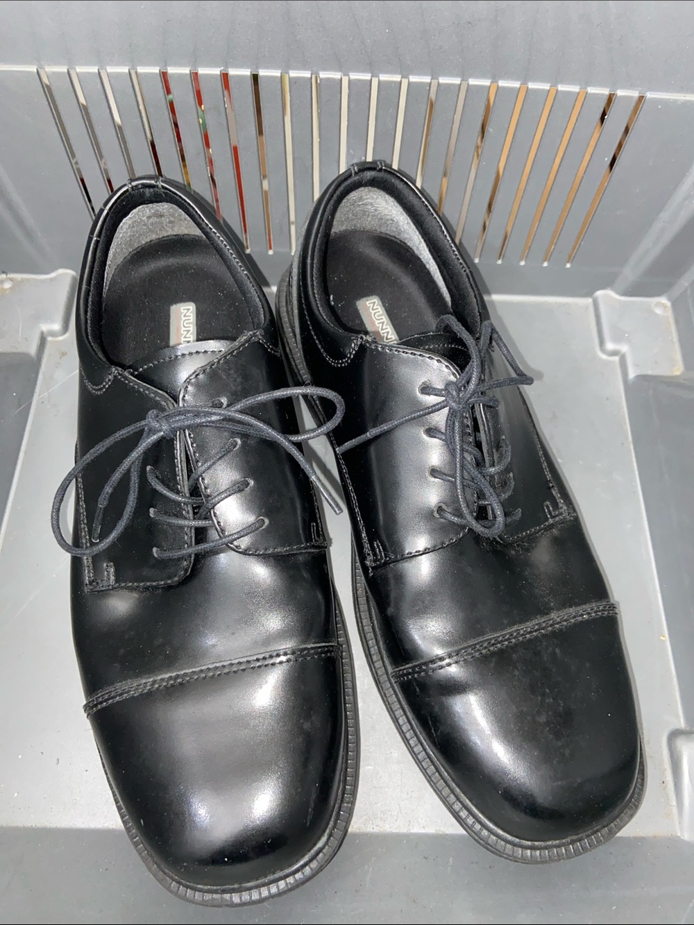 Nunn Bush Men's Black Cap-Toe Derby Lace-Up Shoes 9.5